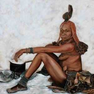 "Himba Woman Cooking"