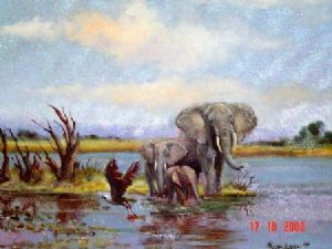 "Fish Eagle and Elephants"
