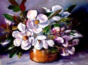 "Magnolias in Copper Bowl"