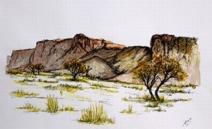 "Red sandstone mountains, Namibia"