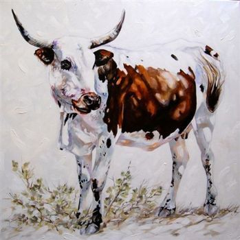 "Nguni Cow - Woman carry wood"