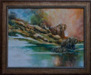 "Elephants Bathing"