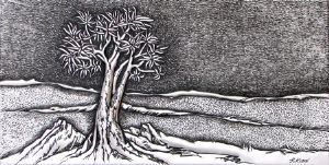 "Quiver Tree 1 Landscape in Metal Sculpture"