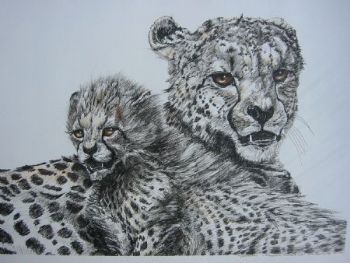 "Protection – Cheetah Mother and Cub"