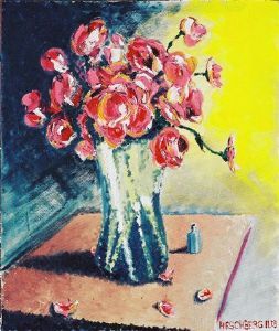 "Pink Flowers in Glass Vase"