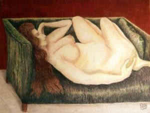 "Ana on Green Sofa"