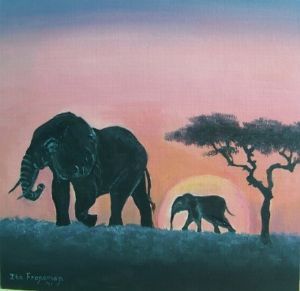 "Elephants at Sunset"