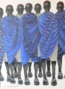 "Masaai Warriors in Blue Shukas"