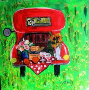 "Having a Picnic on the Red Bakkie"