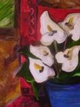 "Red Chair and Lilies"