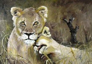 "Lioness with Cub"