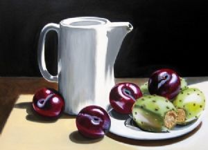 "Still Life - Plums and Prickly Pears"