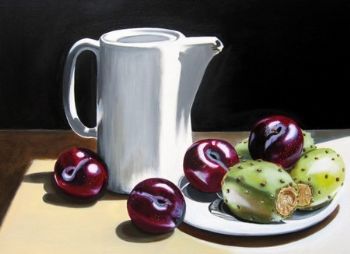 "Still Life - Plums and Prickly Pears"