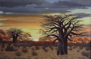 "Baobab and Kudu Sunset"