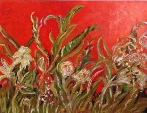 "Garden Image on Red"