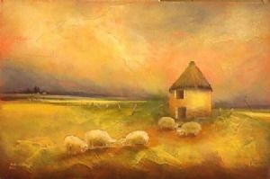 "Sheep and Old Grain Silo"