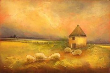 "Sheep and Old Grain Silo"