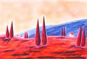 "Cypress and Tumbleweed Landscape"