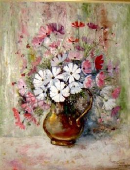 "copper jug with flowers"