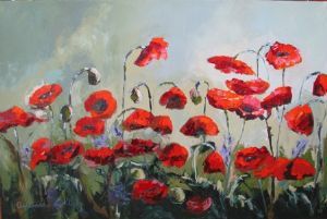 "Red Poppies in Field"
