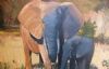 "Elephant Mother and her Calf"