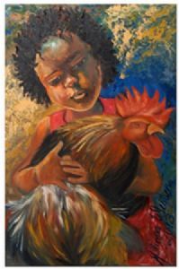 "Black Girl With Rooster"