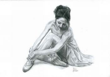 "Ballerina tying shoes"