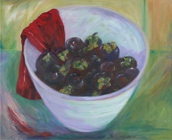 "Mangosteens with Red Cloth"