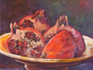 "Pomegranates in Copper Bowl"