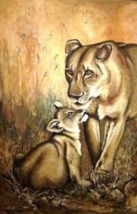 "Lioness with Cub"