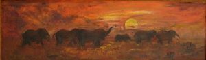 "Elephants at Sunset"