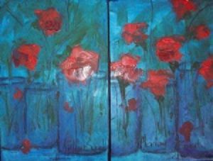 "More Red Flowers Diptych 614 & 615"