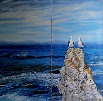 "Seascape With Rocks and Seabirds"