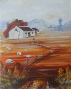 "Cape Autumn With Sheep and Windmill"