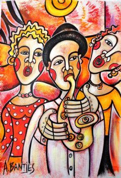 "Singing Ladies and a Trumpeter"