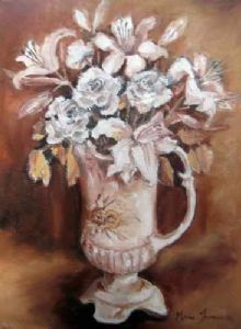 "Roses and Lilies, a Study in Sepia Tones"