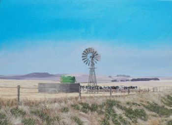 "Windmill, Near Malmesbury with Sheep and Cattle"