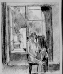 "Model in studio"