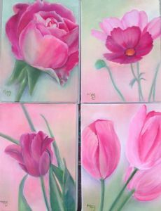 "Four Pink Flowers"