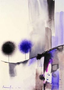 "Violet Abstract Landscape"
