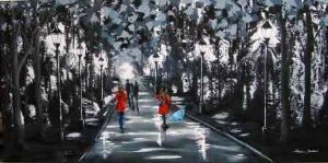 "Woman in Rainy Forest. "