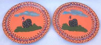 "2 Ceramic Plates - Hand Painted "