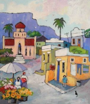 "Houses and Flower Sellers in Bokaap"