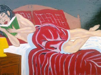 "Lady Reading a Book in Bed"