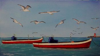 "Twin Boats At Struisbaai Harbour"