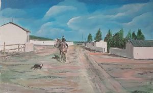 "Karoo Farm with Horse and Dog"