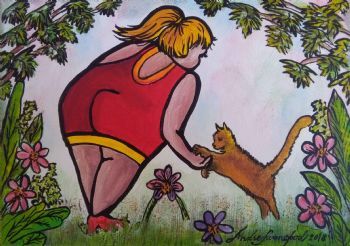 "Lady Playing with Cat"