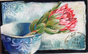 "Protea in Bowl, Texture Ix"