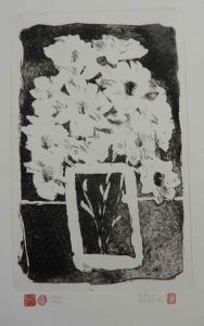 "Flower I Square B&W"