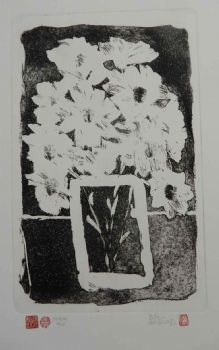 "Flower I Square B&W"
